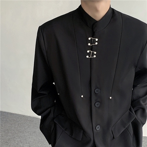 现货！25春夏中山装设计感立领金属老钱风西服XZ23-P135,25岁男人怎么穿搭图片