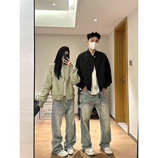 【网图】B221美式ins高街重工艺宽松微喇牛仔裤LK24388-P55控78，男装牛仔裤，电商B221
