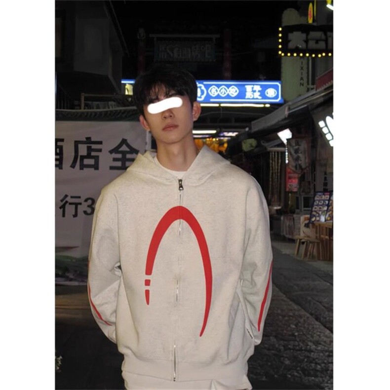 花灰色开衫连帽卫衣美式外套潮牌痞帅情侣上衣WY148特P53，女装短外套，星座908-1