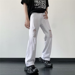 美式高街破洞牛仔裤男韩版潮流个性2023秋夏ins宽松长裤RK655-P42,女装牛仔大衣搭配图片欣赏图片