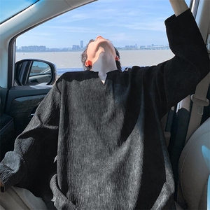 新款高街痞帅V领扎染纹理感大码打底衫长袖T恤男T53981-特P25控48图片