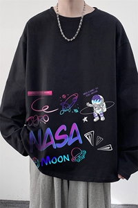 NASA联名同款控48重磅230g纯棉长袖t恤男大码圆领卫衣TX3186-P28图片