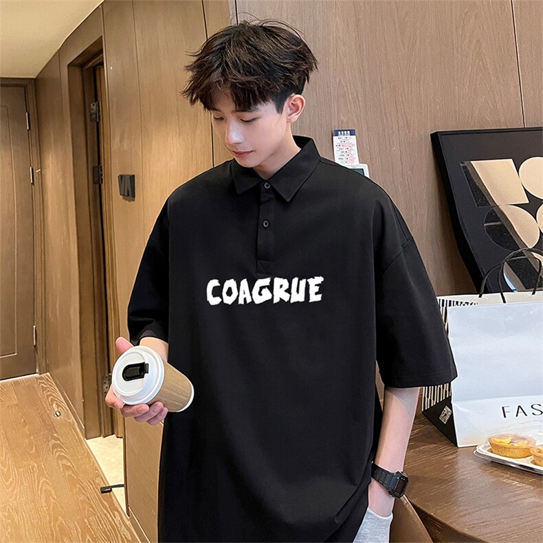 可设48小时支持抖音得物来样二开网眼透气翻领t恤美式短袖POLO衫,男装T恤,电商A486-1
