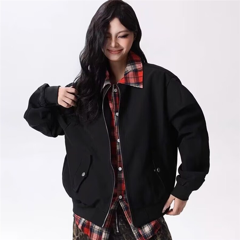 格子拼接假两件外套男潮牌设计夹克春季时尚情侣棒球服HH650P68，男装夹克，星座1013-5