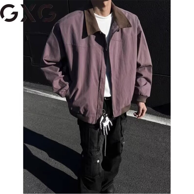 美式复古拼色翻领工装夹克男,男装夹克,星座410-7