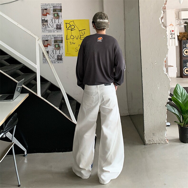 2025夏季新款美式高街设计弯刀牛仔裤百搭宽松阔腿裤YD9017-P70,男装牛仔裤,星座509