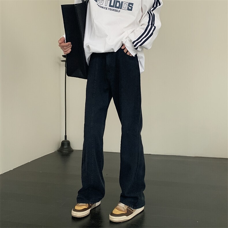 100棉水洗加软休闲裤拼接设计款修身微喇版型男女同款8928P48,男装休闲裤,星座902A