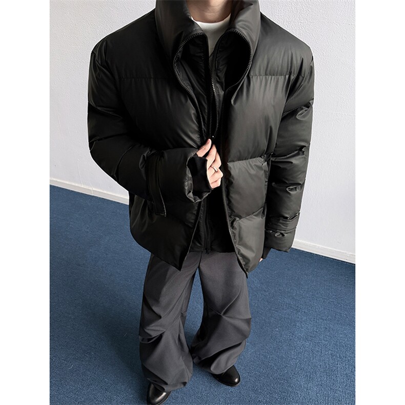 现货MYF03-P110冬季高级立领假两件双拉链保暖棉衣棉服皮外套e,男装棉衣,电商A456（原C415）