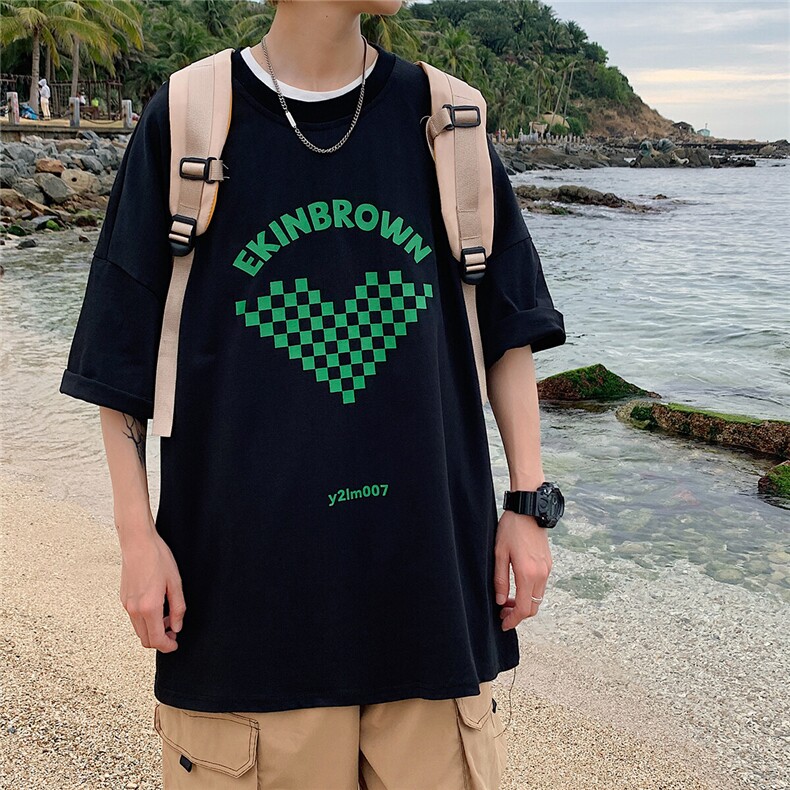 1港风印花潮流休闲情侣日系潮大码M-5XL短袖T恤男DT7651P25控38,男装T恤,星座226-2