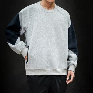 2021秋季新日系马切达大码拼接男休闲圆领宽松卫衣W5003-P40图片