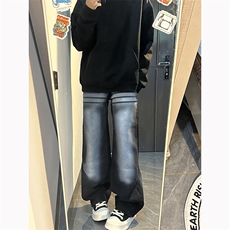 B221美式ins高街暗黑重工艺宽松直筒牛仔裤LK23125-P65控88，男装牛仔裤，电商B221