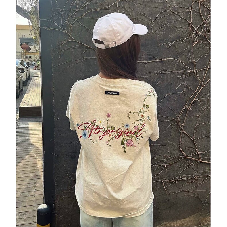 万针全刺绣工艺抖音得物高品质260克重磅纯棉双纱美式高街短袖T恤,男装T恤,电商A486-1