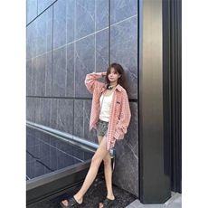 TC637-P45粉色格子衬衫外套薄款女春秋2026新款宽松慵懒衬衣，女装衬衫，星座617A-2