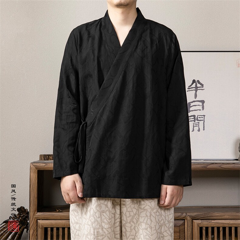 秋装新款风男装汉服提花道袍C205P65,男装民族服装,钱塘802