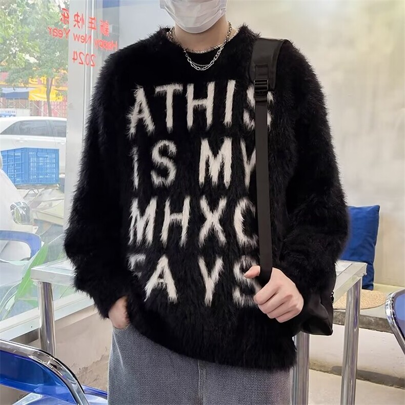 美式圆领字母印花圆领套头针织衫毛衣秋冬M879,男装针织衫/毛衣,星座1116A-1（原606A）