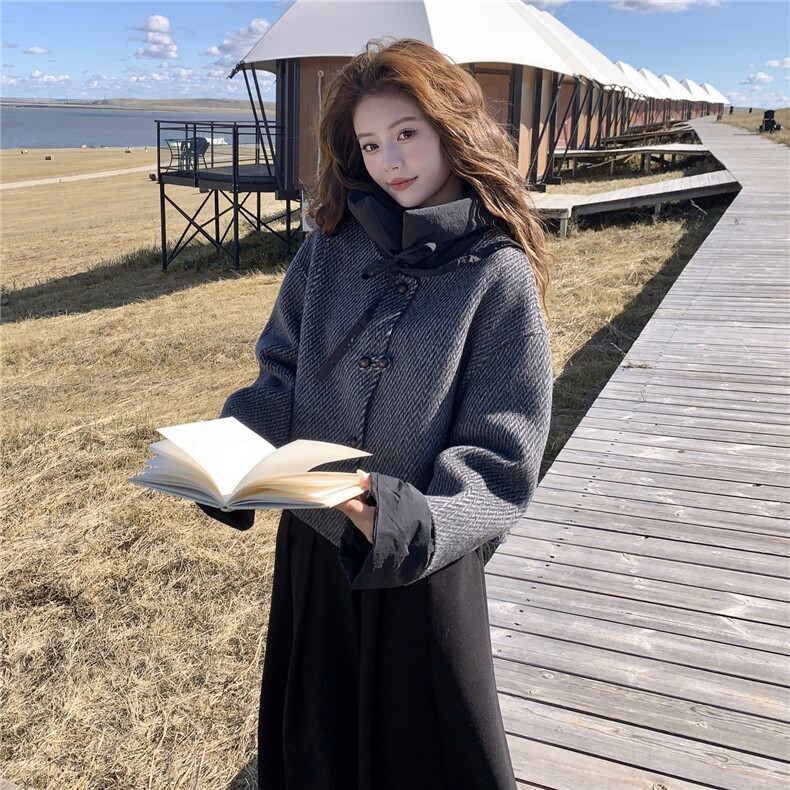学院风羊毛双面毛呢外套女秋冬2025新款小个子独特超好看气质上衣,女装短外套,2C057