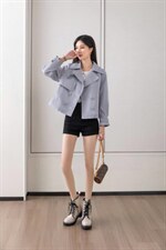 韩系短款风衣，女装风衣，百妹仟红