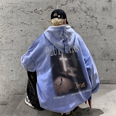 男装做旧加厚连帽卫衣23冬发光十字架印花外套XZ514-2-6679-P78，女装短外套，星座514-2(原B239)