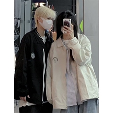美式复古廓形短款立领加厚飞行员棒球服外套夹克春秋情侣款，男装夹克，星座506A