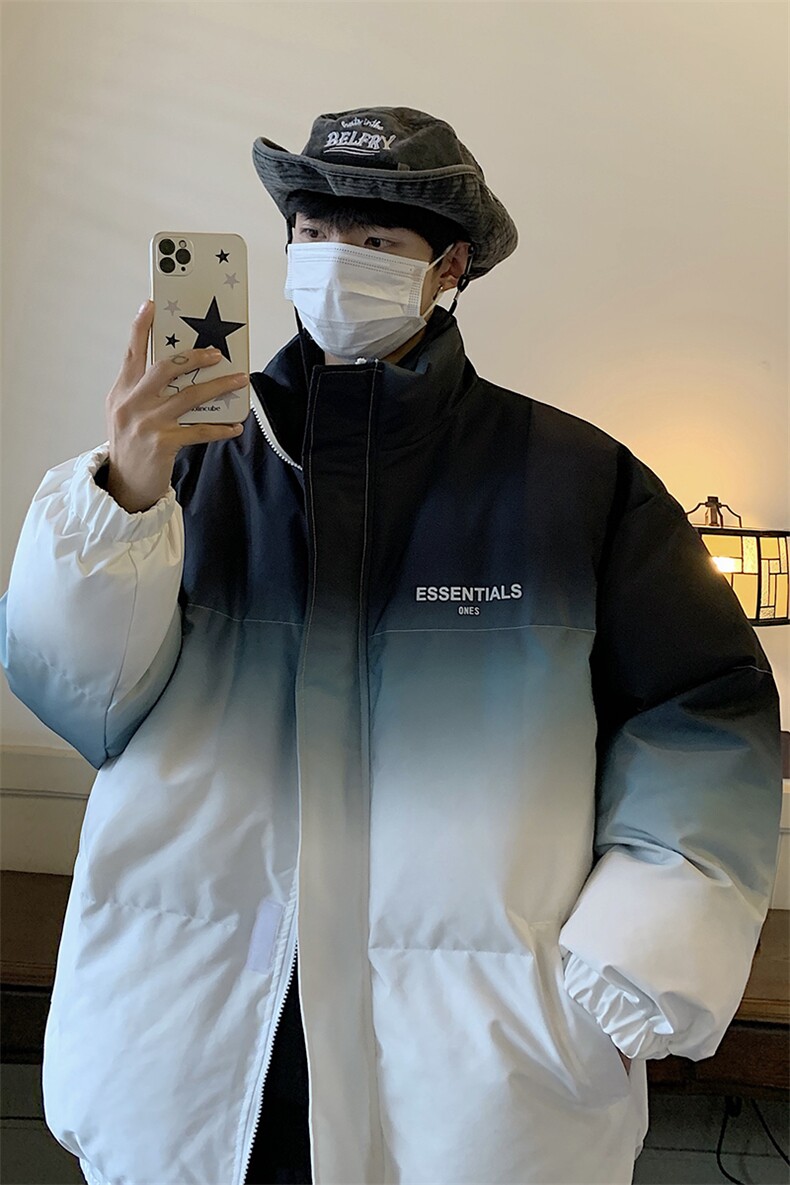 主推大货港风渐变色情侣装男装棉衣宽松棉服冬装外套G1036P128,男装棉衣,电商A339