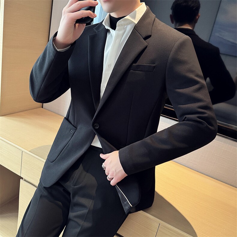 2025春装高级感西装外套男士商务轻奢休闲痞帅上衣6636-P175,男装西服套装,电商A413