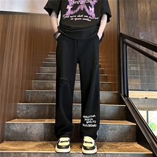 k705-p48-控68M-5XL现货oversizecleanfit风黄泥牛仔裤破洞，男装牛仔裤，星座116