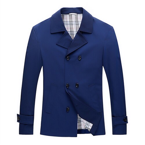 时尚百搭风衣男短款外套春秋款中青年男士休闲潮流双排扣高端上衣，男装风衣，电商B212（原钱塘6029）