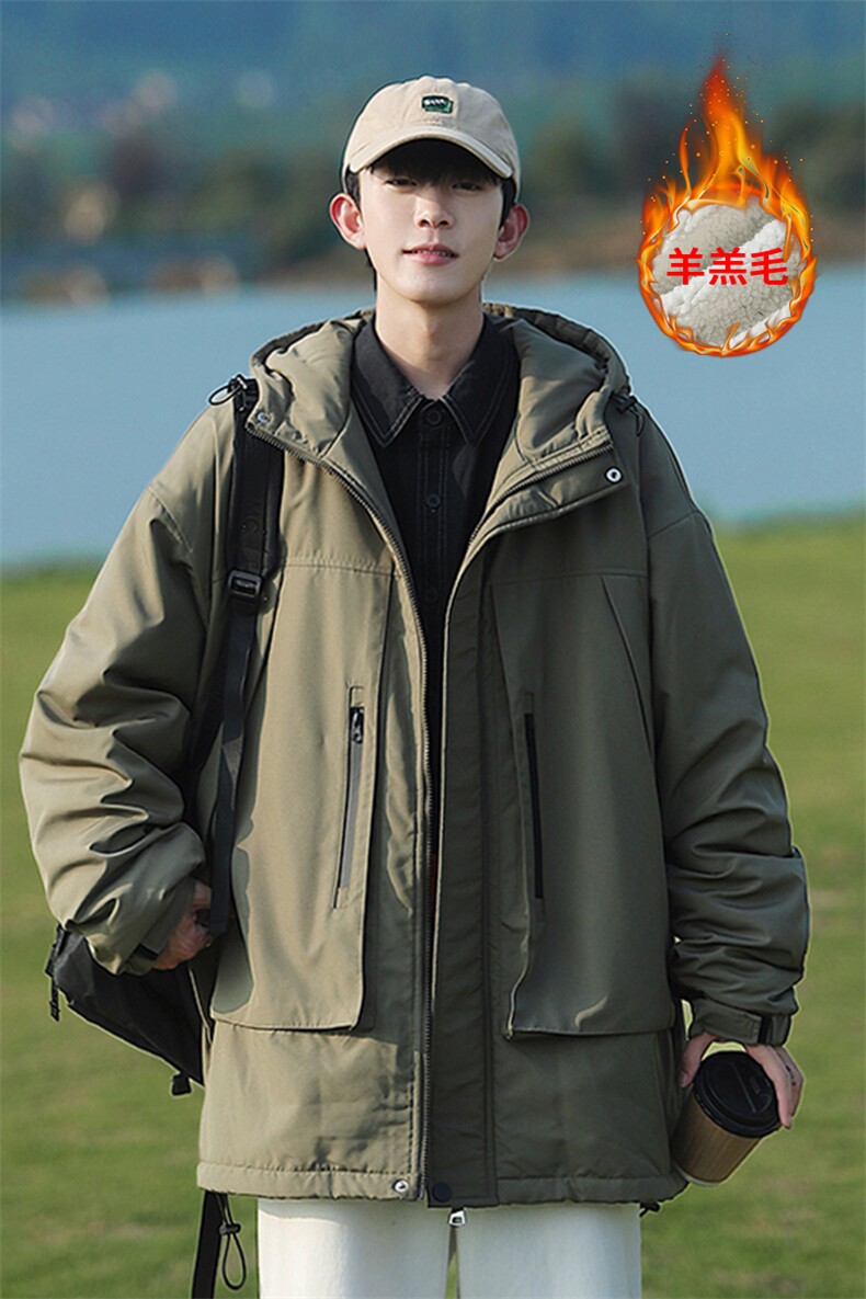 2025冬季新款cityboy大码大口袋羊羔毛棉衣M-5XHM22543-P110,男装棉衣,电商A022