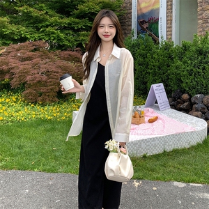 衬衫吊带连衣裙两件套女2024爆款休闲防晒衬衣今年流行漂亮套装裙