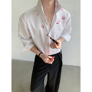 现货！25春夏个性红唇印白色衬衫宽松CS91-P75图片