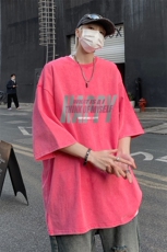 B239-1063-P38重磅美式复古水洗做旧大字母印花宽松短袖T恤，男装T恤，星座514-2(原B239)