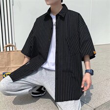 夏季短袖衬衫潮流帅气休闲衬衫条纹衬衫C550P28，男装衬衫，星座1116-2