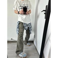 【有货】灰绿色伐木工装裤男美式vibe风裤子高街直筒X810LL-特P58，男装工装外套，星座1007（原301D）