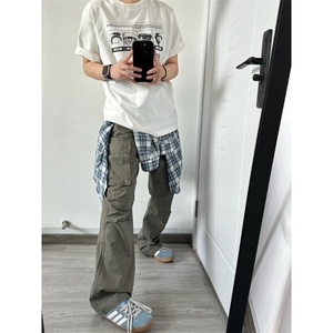 【有货】灰绿色伐木工装裤男美式vibe风裤子高街直筒X810LL-特P58图片
