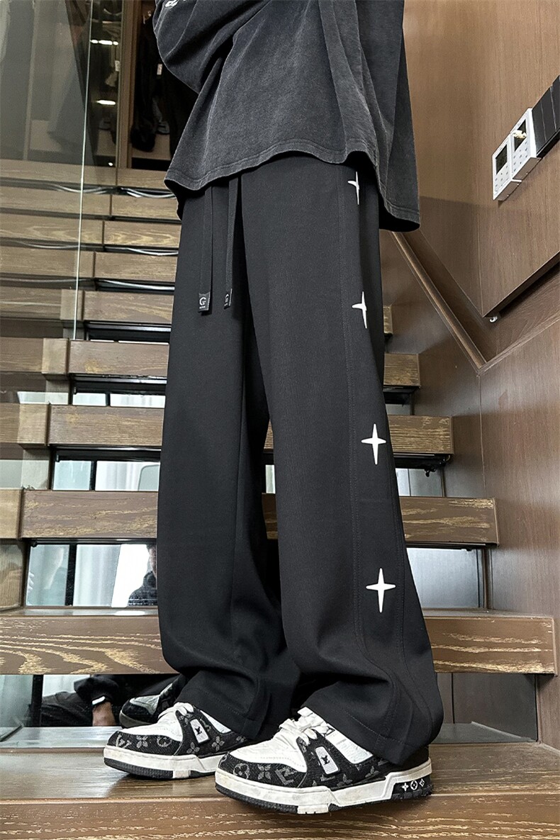 2024春季新款内景大码美式直筒印花卫裤M-5XHK24120-特P40,男装休闲裤,电商A022