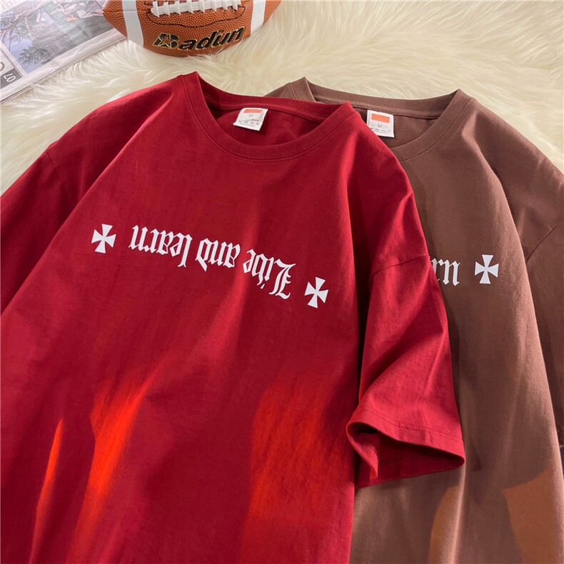 抖音直播供货260克重磅纯棉印花短袖T恤A158-T79-P28控48,男装T恤,电商A158
