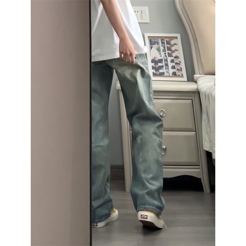 【有货】2219CC-特P45美式复古水洗星星印花牛仔裤子男女,男装牛仔裤,星座1007（原301D）