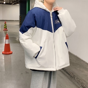1港风情侣连帽宽松休闲拉链时尚大码M-5XL棉服外套男7786P60控98图片
