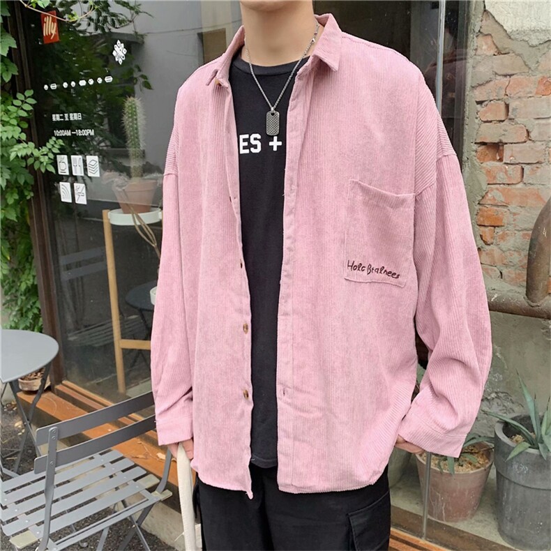 春秋季灯芯绒长袖衬衫男加肥加大日系韩版潮流宽松外套W1129-P38,男装夹克,星座512-4