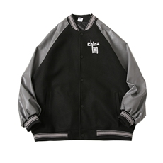 EQ106秋装新款港风宽松红呢料棒球服字母刺绣夹克外套潮P115，男装夹克，电商C306-1