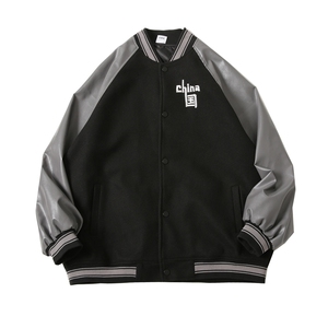 EQ106 秋装新款港风宽松红呢料棒球服字母刺绣夹克外套潮P115图片