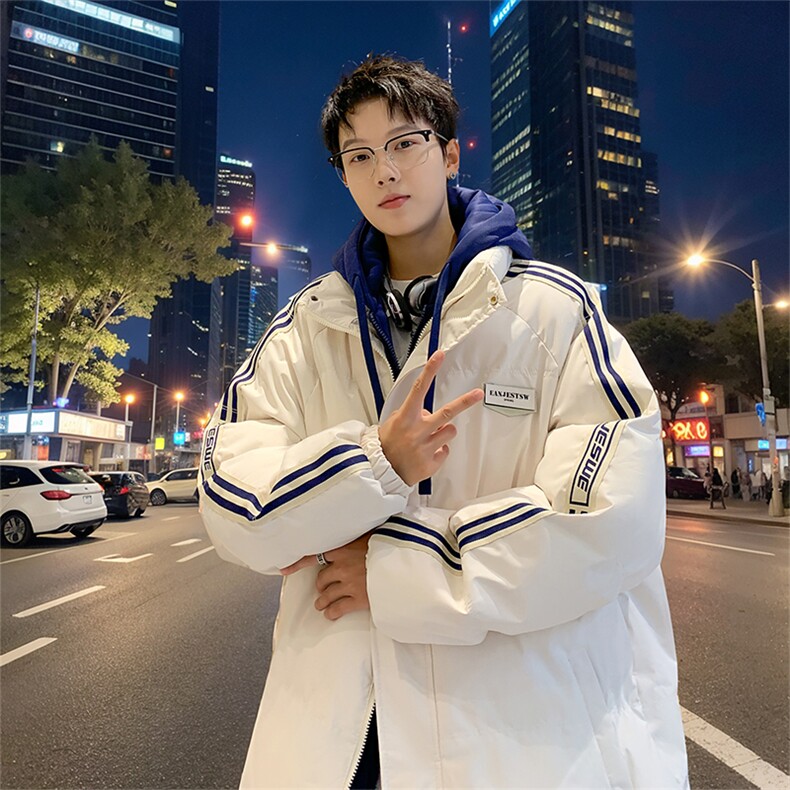 棉衣男冬季新款港风假两件宽松连帽学生棉服MY8882-P82,男装棉衣,星座214-3