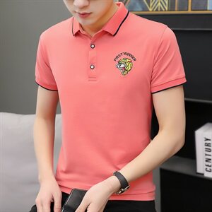 5719夏季潮流韩版衬衫领短袖POLO衫2021新款短袖T恤男翻领图片
