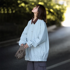815A-MJ78632-58特秋冬纯色翻领外套夹克潮牌冲锋衣服女模，男装夹克，星座815A