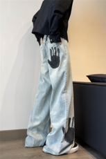 美式高街宽松微喇牛仔裤男潮牌简约休闲裤N5090-P46，男装牛仔裤，电商D202-1