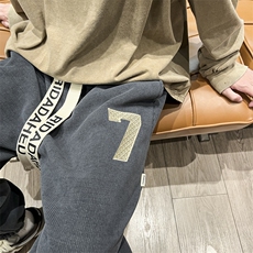 欧棉绒新款港风大码贴标束脚长裤K807*P35加绒40控68，男装休闲裤，星座227-2