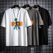 2021夏季新网格风日系大码男已注册卡通印花短袖T恤T1054-P25，男装T恤，电商A001