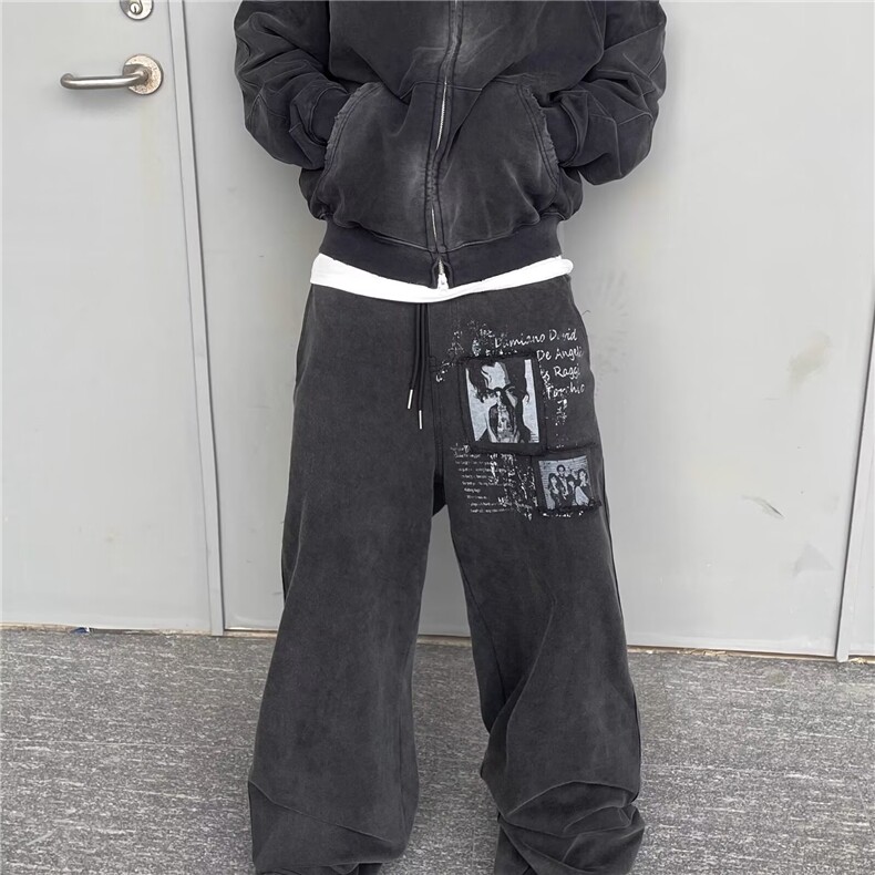 宽松运动卫裤男生胖子休闲裤大码束脚薄款加绒胖子学生裤秋冬长裤,男装休闲裤,星座1210-1