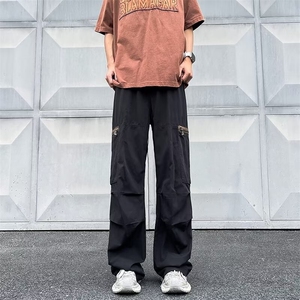美式复古褶感大口袋休闲工装裤男女穿搭高级感裤子vintage直筒裤图片