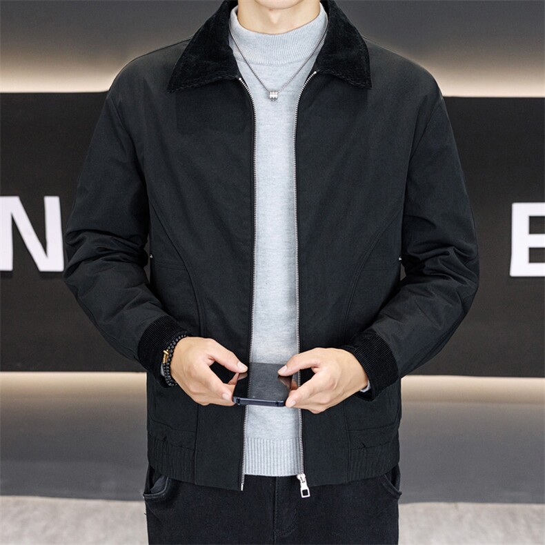 男装羽绒服2025新款痞帅翻领夹克外套男潮牌短款修身休闲时尚,男装羽绒服,星座914